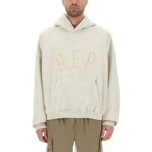 REPRESENT Hoodie Mens Large Cream Marled Applique Logo Oversized $230